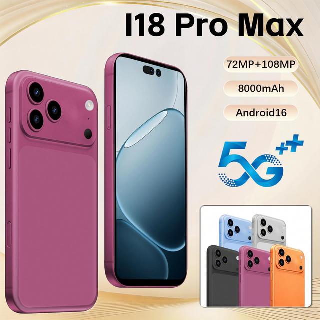 I18 Pro Max 2026 New 5G Phone 12GB RAM 512GB Storage 108MP Ultra Camera 6.8 Inch HD 120Hz Display Fast Charging Global Hot Model