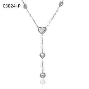 Collar con colgante de moda Amy Amy, acero inoxidable, chapado en plata, forma de corazón, joyería de regalo para uso diario para mujer C3024 - Product Image 1