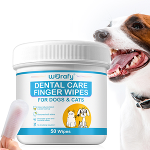 مناديل تنظيف أسنان الحيوانات الأليفة من وارافي، 50 قطعة، مناديل متعددة الوظائف لتنظيف الأذن والعناية بالعين، مناديل أسنان للكلاب والقطط - Product Image 1