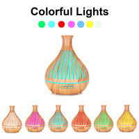 Humidificateur d'air professionnel 400 ml à grain de bois unique, diffuseur d'huiles essentielles ultrasonique pour la maison avec lumière LED colorée