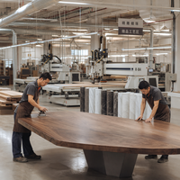 Table à manger en noyer d'Amérique du Nord massif, table de salle à manger moderne de luxe en bois massif pour villa, hôtel, mobilier de maison
