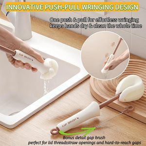 Multi-functional Push-pull No-corner Eco-Friendly Cleaning Tool One-in-one Squeeze Water Cup <b>Brush</b> Plastic <b>Long</b> <b>Handle</b> Clean - Product Image 5