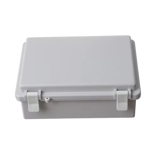 Junction Box IP67 Waterproof Plastic Enclosure for Electrical Project Hinged Grey Cover, Includes Mounting Plate & Wall Bracket