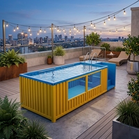 Piscine préfabriquée en conteneur de 40 pieds avec fenêtre en acrylique personnalisée, en fibre de verre, 20 pieds, 40 pieds avec terrasse