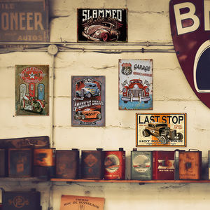 Letrero Metálico Vintage Route 66 Hot Rod, Decoración Retro para Pared de Garaje con Diseño de Auto Americano de Ensueño, para Cuarto de Hombre, Bar, <span class=keywords><strong>Pub</strong></span>, Decoración del Hogar - Product Image 2
