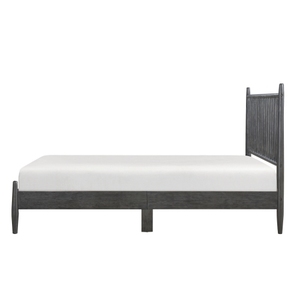 Lit plateforme Queen moderne de style Mid-Century, finition naturelle, meubles de chambre en bois, lattes verticales, luxe moderne capitonné - Product Image 6