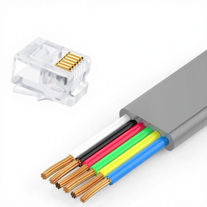 Shnawei ODM สาย OEM สายเคเบิลประกอบ6P6C RJ12กับ RJ12สายเคเบิลสีเทาแบน26 AWG - Product Image 4