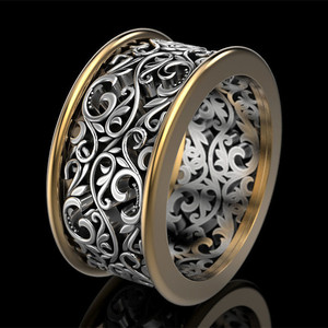 Anello da Uomo Vintage in Lega con Motivo Traforato, Gioiello Creativo in Stile Europeo, Moda per Uso Quotidiano, Idea Regalo - Product Image 1