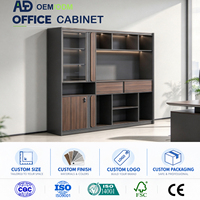 Meuble de bureau moderne en bois avec portes vitrées, tiroirs de rangement verrouillables, bibliothèque de direction pour espace de travail de manager