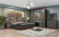 Ensemble de chambre à coucher de luxe en bois de style turc, lit double rembourré, design moderne, fonction massage, rangement, hauteur réglable, taille Full/King