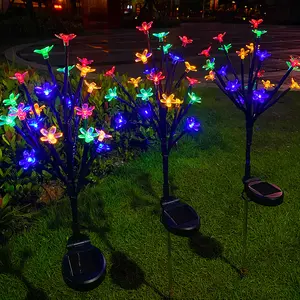 Solar Cherry Flower Multicolor Led Light Mother Day Outdoor Garden Villa Decor Landscape Lamp