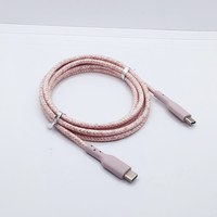 Nouveau câble de charge rapide USB-C vers USB-C en nylon tressé rose PD 3A 60W pour batterie externe, écouteurs, téléphone portable et tablette