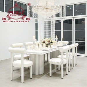 Venta al por mayor precio de fábrica de acero inoxidable Rectangular Mdf comedor Mesa nupcial Mesas de banquetes para eventos de boda para la venta - Product Image 1