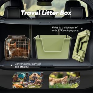 Nouveau type de voyage conception pliable boîte à litière pour chat à toit ouvert avec pelle pour boîte de couleur comme cadeau pour chat <span class=keywords><strong>et</strong></span> ami - Product Image 6