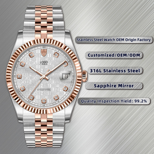 Montre à quartz pour homme personnalisable, acier 316, verre saphir tendance, cristal incrusté, cadran unique, mouvement japonais, 22 mm - Product Image 1