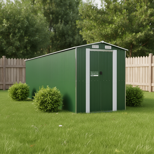 Caseta de Jardín de Acero Galvanizado Verde 75.6x336.6x87.8 Pulgadas, Solución de Almacenamiento para Exteriores - Product Image 2