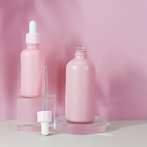 30ml 50ml 100ml Pink Matte Frosted Recyclable Rose Gold Oil Serum Glass <b>Dropper</b> <b>Bottle</b> for Cosmetic Skin Care Pipette - Product Image 1