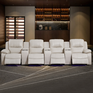 Conjunto de Asientos Modernos para Cine en Casa, Sofá Reclinable Eléctrico con Iluminación Ambiental <span class=keywords><strong>LED</strong></span> y Portavasos, Sillas de Cine Multifila - Product Image 3