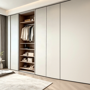 <span class=keywords><strong>Armario</strong></span> con <span class=keywords><strong>Puertas</strong></span> Corredizas y Estantes Ajustables, Paneles con Revestimiento <span class=keywords><strong>de</strong></span> Melamina, Muebles <span class=keywords><strong>de</strong></span> Dormitorio Modernos y Minimalistas, Gran Capacidad <span class=keywords><strong>de</strong></span> Almacenamiento - Product Image 2