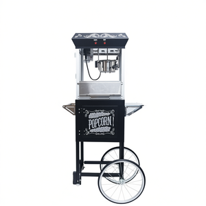 Machine à Popcorn Commerciale Kaitu 6 Oz avec Cuve en Acier Inoxydable et Plateau Chauffant Noir sur Chariot - Product Image 1