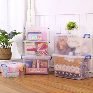 Kotak penyimpanan multifungsi, dapat ditumpuk 15L mainan plastik bening pakaian Quilt wadah penyimpanan - Product Image 3