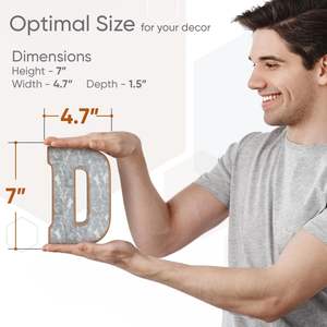 Decorazione da Parete in Metallo Zincato con Lettera D 3D, <span class=keywords><strong>Stile</strong></span> Rustico/Vintage/Western/<span class=keywords><strong>Industriale</strong></span>, Adatto per <span class=keywords><strong>Soggiorno</strong></span> e Ingresso - Product Image 2