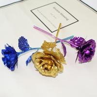 Cadeau de saint-valentin plaqué or 24K, fleur de Rose dorée, cadeau de vacances, décoration de fête de mariage avec boîte de détail