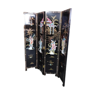 <span class=keywords><strong>Paravent</strong></span> pliant en laque noire d'art chinois |   <span class=keywords><strong>Paravent</strong></span> artisanal en nacre - Product Image 3