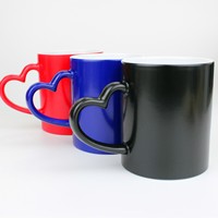 Taza de Café de Cerámica en Forma de Corazón, con Acabado Brillante, Cambia de Color con el Calor, Diseño Clásico, Taza Mágica, Venta al Por Mayor del Fabricante