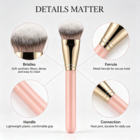 Pinceau de maquillage à tête ronde en poils synthétiques doux, pour anticernes, poudre, blush et bronzer, fabrication OEM ODM sur mesure
