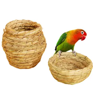 Wholesale Pure Straw Braided Gourd Bird Nest Grass Bird Nest Type Parrot Myna Small Bird Hptel