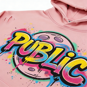 Sweat à capuche sur mesure imprimé graffiti DTG effet vieilli 100 % coton coupe oversize à épaules tombantes pour homme – Collection Printemps - Product Image 2