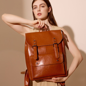 Sac à <span class=keywords><strong>Dos</strong></span> Femme Rétro Cuir Véritable Sac Scolaire Pour Femmes Ordinateur Sac Épaule Fabrication Gros Marque Personnalisée - Product Image 5