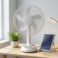 Ventilateur de table solaire rechargeable de 16 pouces avec lumière, ventilateur de camping portable à 3 vitesses avec moteur en cuivre et panneau solaire