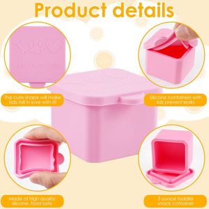 Portable Reusable Cartoon Silicone Salad <b>Dressing</b> Container 3oz Leak-Proof Microwavable Dipping Sauce Cups Lid for School Office - Product Image 2