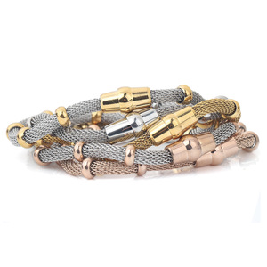 Pulsera de Cadena de Malla de Acero Inoxidable de 4 mm con Cuentas Chapadas en Oro, Joyería de Moda para Hombres y Mujeres - Product Image 1