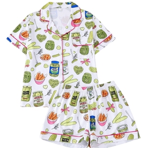 <span class=keywords><strong>Pigiama</strong></span> da <span class=keywords><strong>donna</strong></span> all'ingrosso <span class=keywords><strong>con</strong></span> stampa divertente a tema cibo, completo da notte a maniche corte <span class=keywords><strong>con</strong></span> <span class=keywords><strong>bottoni</strong></span> e pantaloncini, set loungewear 2 pezzi - Product Image 5