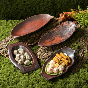 Piring Sajian Makanan Gaya Rustic Ramah Lingkungan 100% Melamin untuk Restoran Hot Pot, Layanan Grosir, Dapat Disesuaikan - Product Image 1