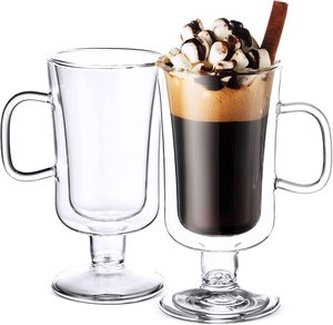 Tasses à café isolées modernes de 200ml à <span class=keywords><strong>double</strong></span> <span class=keywords><strong>paroi</strong></span> Latte <span class=keywords><strong>Espresso</strong></span> Cappuccino Irish Glasses Handle for Water Beer Great Gift - Product Image 3