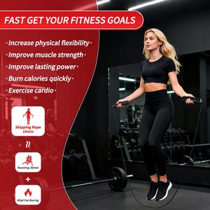 Corde à sauter avec poignée en mousse et noyau en fil d'acier - Durable et confortable pour le fitness, le <span class=keywords><strong>cardio</strong></span> et les entraînements à domicile - Product Image 5