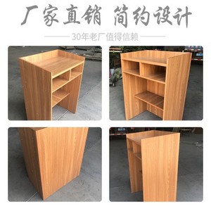 Customized School <b>Wooden</b> Lectern <b>Solid</b> Wood Multi Functional Teaching <b>Desk</b> Natural Color Contemporary Design Durable - Product Image 4