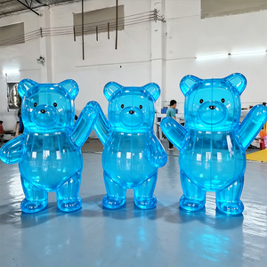 Nieuw ontwerp PVC luchtdicht opblaasbare teddybeer transparant neon roze speelgoed Halal grote gigantische opblaasbare gummybeer - Product Image 5