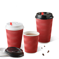 Gobelets à café froids jetables de qualité supérieure en papier kraft à double paroi isolés, ondulés, biodégradables et écologiques pour fêtes et usage domestique