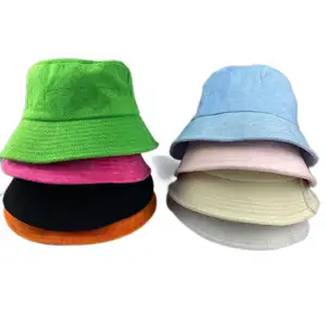 高品质平纹刺绣运动衫厚毛巾黑白空白毛圈米色毛巾棉桶帽