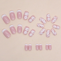2025 W1215 Pure Desire Blanc Clair De Lune Style Français Nail Tips Sexy Lip Design pour Seniors Étudiants Amovible pour Doigt