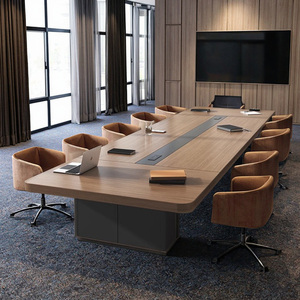 Modern Büyük Dikdörtgen Ahşap Ofis Konferans Masası, Gelişmiş Konfor Toplantıları ve Eğitimler için Uzatılabilir Sandalye Kombinasyonu ile - Product Image 3