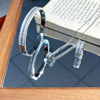 Nouvelle Série Zircon Marin Plaqué Or 18K pour Femme, Collier, Bracelet et Bague à Motif Taille Fine, Luxe Léger et Haut de Gamme