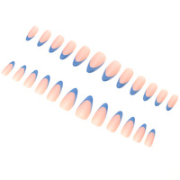 Uñas Postizas 3D Estéreo Azules con Diseño de Cola de Pez Francesa, Estilo Fresco, Puntas de Uñas Artificiales, Venta al Por Mayor, Nueva Llegada, Gran Venta