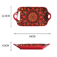 Service de table en porcelaine coloré de style bohème, motif végétal, compatible micro-ondes, kit de 4 tasses, utilisation domestique