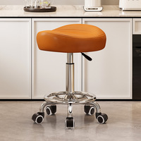 Tabouret de selle en cuir avec hauteur réglable et fonction de massage pour salon, barbier, hôpital